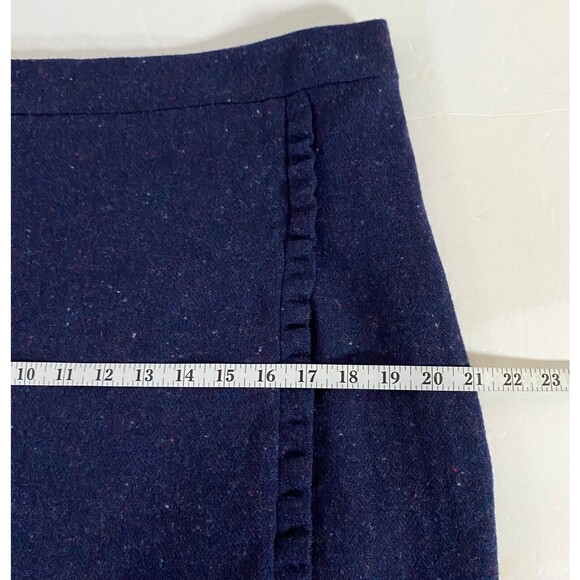 Talbots Speckle Faux Wrap Skirt Womens 14 Multicolor Ruffle Trim Woo Blend Lined - Picture 11 of 12